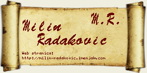 Milin Radaković vizit kartica